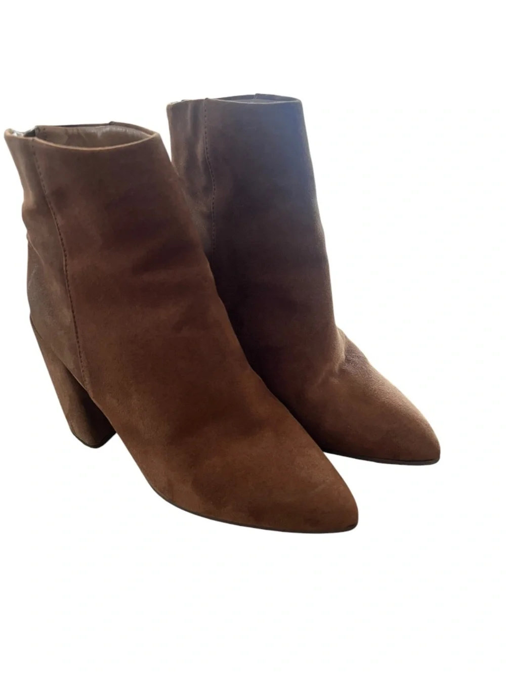 Steve Madden Suede Pointed Toe Block Heel Booties (5.5)